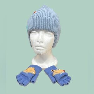 🦖 Kids Dinosaur Winter Set – Beanie Hat & Matching Fingerless Gloves 2T - 4T